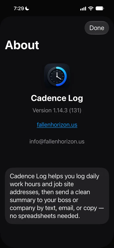Cadence Log about screen